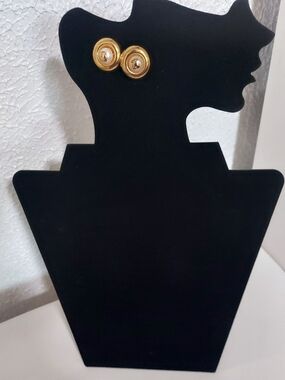 Tous Gold Dome Earrings with Center Pearl - Gold & White